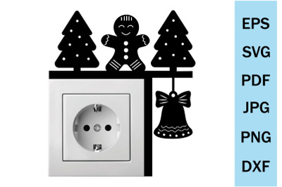 Christmas decor on the corner of the SVG door, file cutting