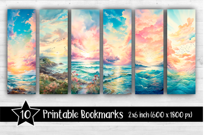 Sea Bookmarks Printable 2x6 inch