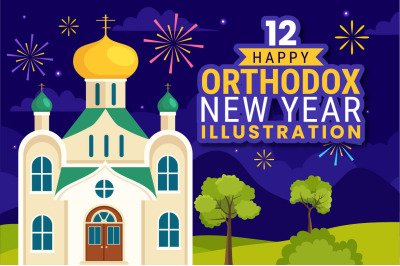 12 Happy Orthodox New Year Illustration