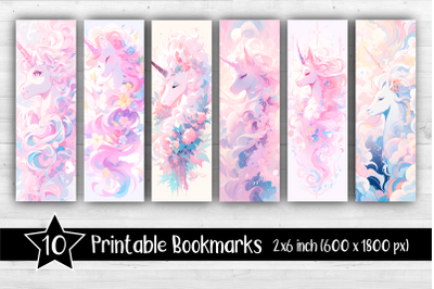 Unicorns Bookmarks Printable 2x6 inch