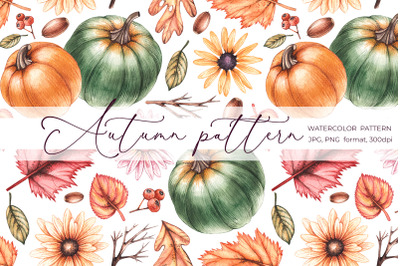 Watercolor Autumn pattern PNG, JPG