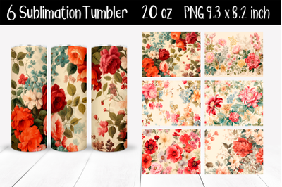 Vintage flowers Sublimation Tumbler Wrap 20 oz