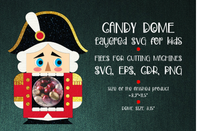 Nutcracker Candy Dome | Christmas Ornament | Paper Craft Template | Sucker Holder SVG