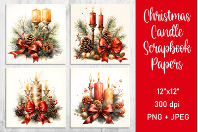 Christmas Candle Scrapbook Papers Digital Paper PNG|JPE