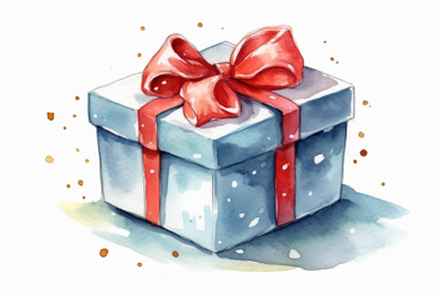 Watercolor Christmas Gift Box