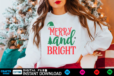 merry and bright svg