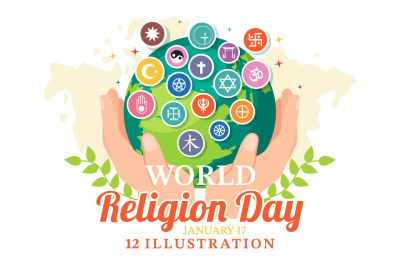 12 World Religion Day Illustration