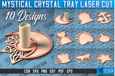 Mystical Crystal Tray Laser Cut SVG | Laser Cut SVG Design | CNC Files