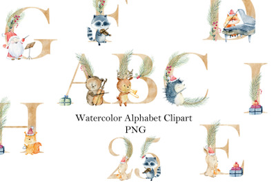 Christmas alphabet with animals.