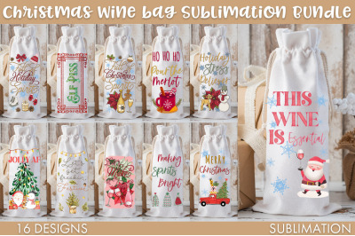Christmas Wine Bag Sublimation PNG Bundle