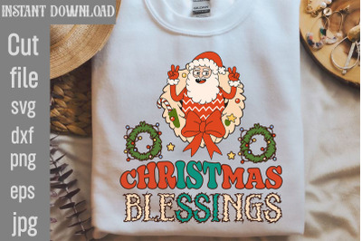 Christmas Blessings SVG cut file&2C;Retro Christmas Bundle&2C; Christmas Sub