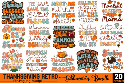 Thanksgiving Retro Bundle&2C;Retro Thanksgiving Bundle&2C;Thanksgiving Subli