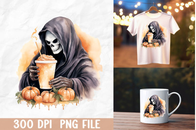 Halloween Smile Grim Reaper Drink Coffee