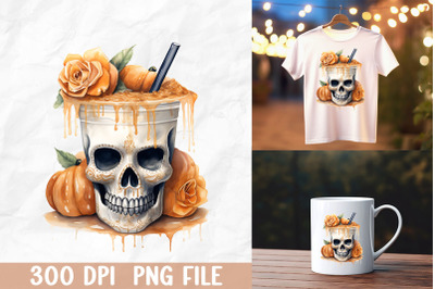 Halloween Skull Pumpkin Coffee Cup Fall