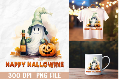 Happy Hallowine Halloween Ghost Wine