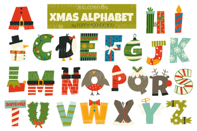 Festive Alphabet clipart set