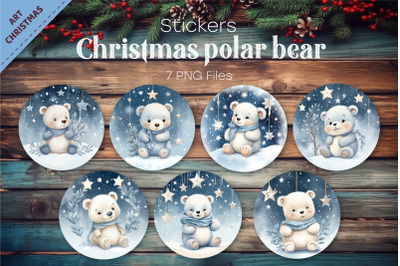 Christmas polar bears. PNG, Stickers.