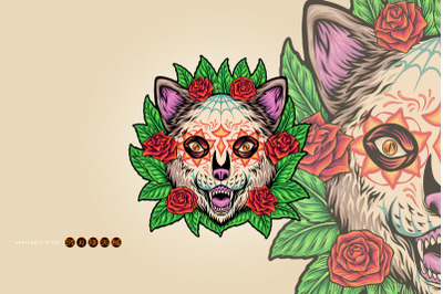 Floral wilderness muerte bear head