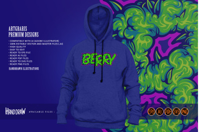 Weed smoke lettering berry strain