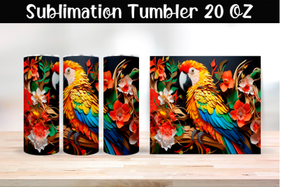 Paper parrot Sublimation Tumbler Wrap 20 oz