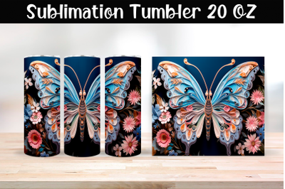 Paper butterfly Sublimation Tumbler Wrap 20 oz