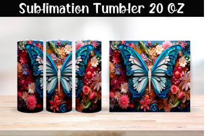 Paper butterfly Sublimation Tumbler Wrap 20 oz