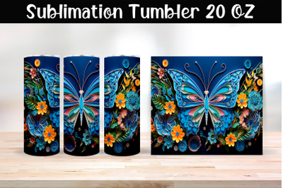 Paper butterfly Sublimation Tumbler Wrap 20 oz