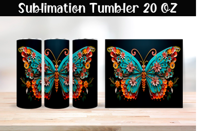 Paper butterfly Sublimation Tumbler Wrap 20 oz