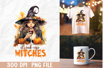 Drink Up Witches Halloween Wine Pumpkin