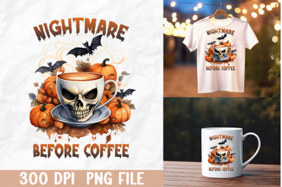 Nightmare Before Coffee Halloween Skull