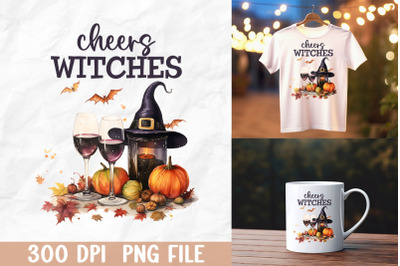 Cheers Witches Halloween Wine Pumpkin