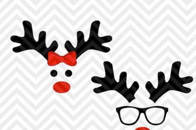 Reindeer Christmas Girl Boy Bow Glasses Cute SVG and DXF Cut File • Png • Download File • Cricut • Silhouette