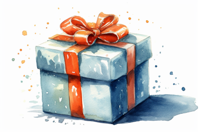 Watercolor Christmas Gift Box