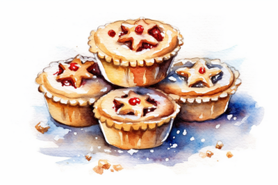Watercolor Christmas Minced Pies