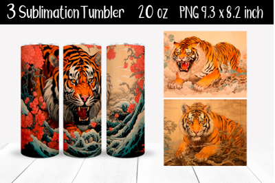 Japanese tiger Sublimation Tumbler Wrap 20 oz