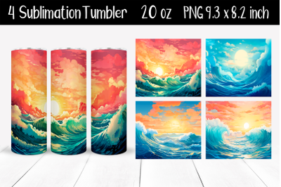 Waves set Sublimation Tumbler Wrap 20 oz