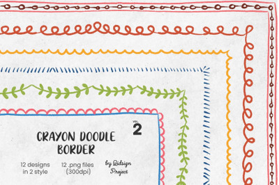 12 Crayon Doodle Border Vol 2, Decorative Element