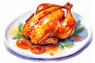 Watercolor Roasted Turkey