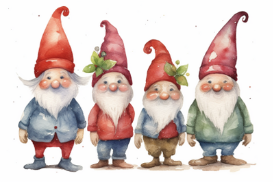 Watercolor Christmas Gnomes