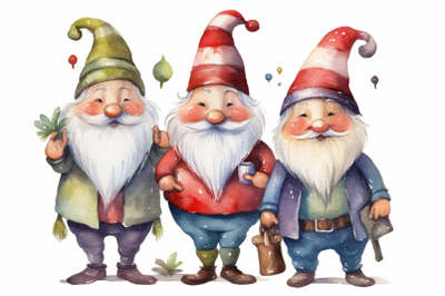 Watercolor Christmas Gnomes
