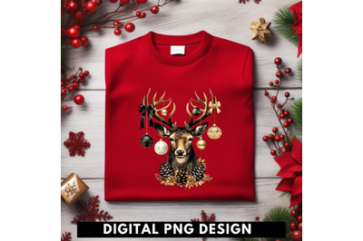 Black Christmas Deer Sublimation Image