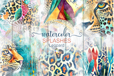 Leopard Splashes - Watercolor Texture Backgrounds