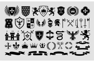 Stencil heraldic emblem templates. Traditional snake&2C; lion and eagle s