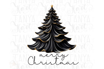 Black Christmas Tree PNG Sublimation Design