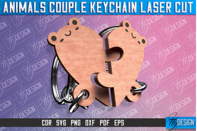 Frog Couple Keychain | Laser Cut SVG Design | CNC Files