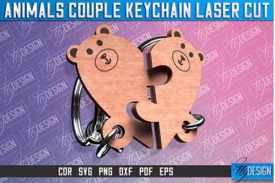 Bear Couple Keychain | Laser Cut SVG Design | CNC Files