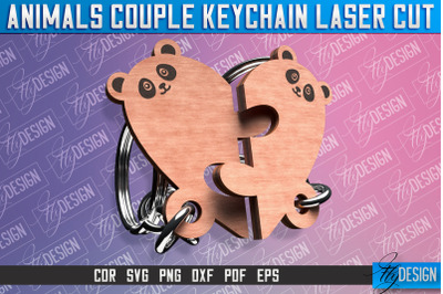 Panda Couple Keychain | Laser Cut SVG Design | CNC Files