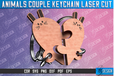 Hare Couple Keychain | Laser Cut SVG Design | CNC Files