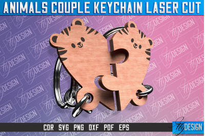 Tiger Couple Keychain | Laser Cut SVG Design | CNC Files