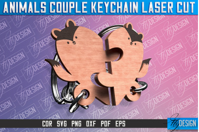 Fox Couple Keychain | Laser Cut SVG Design | CNC Files